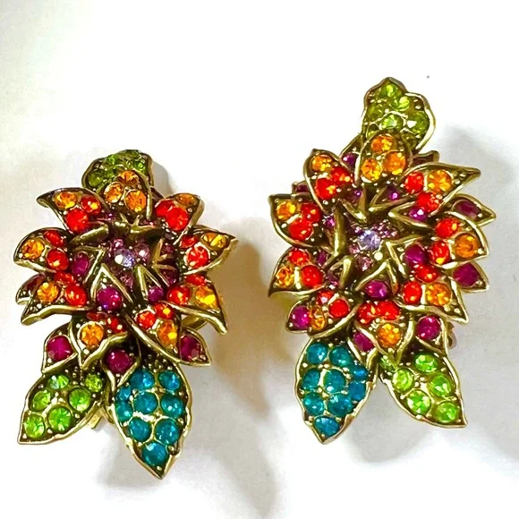 Heidi Daus 🆕 “Late Bloomer” Clip Earrings Swarovski - Picture 3 of 6